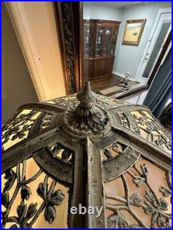 Ca. 1920 Edward Miller & Co. Antique Slag Glass Table Lamp