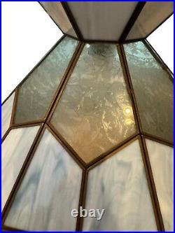 Caramel Slag & Etched Floral Glass Ceiling Fixture Lamp 14 48 Panels