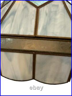 Caramel Slag & Etched Floral Glass Ceiling Fixture Lamp 14 48 Panels