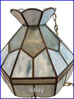 Caramel Slag & Etched Floral Glass Ceiling Fixture Lamp 14 48 Panels