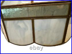 Caramel Slag & Etched Floral Glass Ceiling Fixture Lamp 14 48 Panels