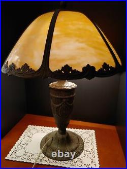 Caramel Slag glass lamp, Art Nouveau Era