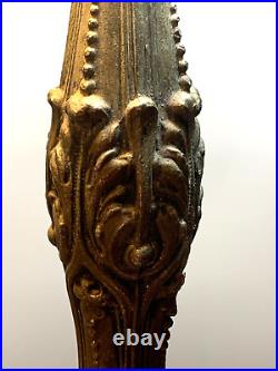 Cast Brass Ornate Table Lamp 10 Pane Slag  Glass Dual Pull Chain