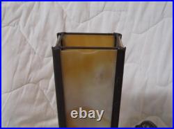 Chandler Art Deco Lady Nymph Bronze Base Lamp Slag Glass Shade, rewired
