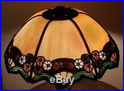 Charles Parker Arts & Crafts Leaded Slag Stained Glass Lamp Handel Duffner Era