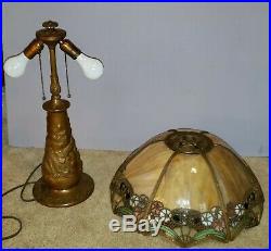 Charles Parker Arts & Crafts Leaded Slag Stained Glass Lamp Handel Duffner Era