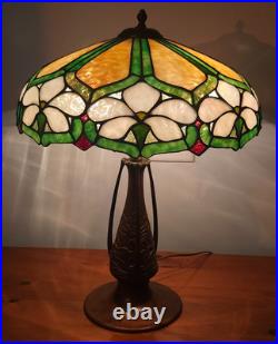 Charles Parker (attr.) Leaded Slag Stained Glass Lamp Handel Tiffany Era