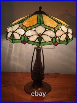 Charles Parker (attr.) Leaded Slag Stained Glass Lamp Handel Tiffany Era