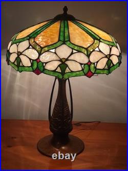 Charles Parker (attr.) Leaded Slag Stained Glass Lamp Handel Tiffany Era