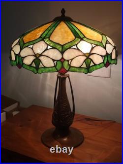 Charles Parker (attr.) Leaded Slag Stained Glass Lamp Handel Tiffany Era