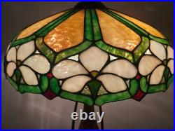 Charles Parker (attr.) Leaded Slag Stained Glass Lamp Handel Tiffany Era