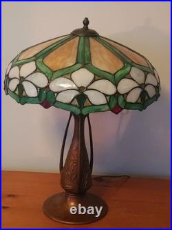 Charles Parker (attr.) Leaded Slag Stained Glass Lamp Handel Tiffany Era