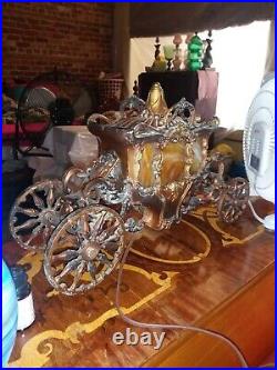 Cinderella 1920s Metal Slag Glass Mantle Table Lamp