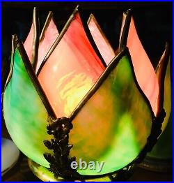 Circa 1920 Two-Color Petal Bent Slag Glass Lamp Shade