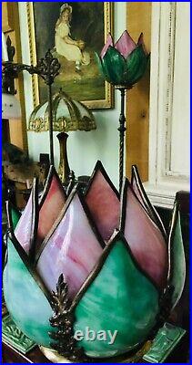 Circa 1920 Two-Color Petal Bent Slag Glass Lamp Shade