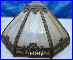 Circa 1920s 8-Panel Curved Caramel Slag Glass Panels Lamp Shade All Good