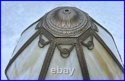 Circa 1920s 8-Panel Curved Caramel Slag Glass Panels Lamp Shade All Good