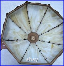 Circa 1920s 8-Panel Curved Caramel Slag Glass Panels Lamp Shade All Good