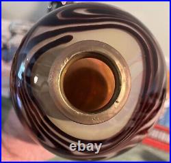 Contemporary Vintage Slag Art Oxblood Type Swirl Ball Glass KEROSENE OIL LAMP