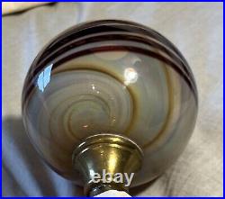 Contemporary Vintage Slag Art Oxblood Type Swirl Ball Glass KEROSENE OIL LAMP