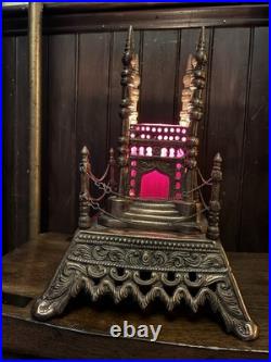 Copper Taj Mahal Accent Lamp With Red Slag Glass