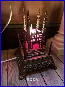 Copper Taj Mahal Accent Lamp With Red Slag Glass