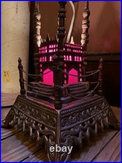 Copper Taj Mahal Accent Lamp With Red Slag Glass