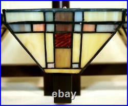 Craftsman Arts & Crafts Color Slag Glass 4 Light Hanging Chandelier Lamp Fixture