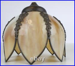 Cream Slag Glass Tulip Shade 10 Hanging Swag Lamp Vintage Antique Ornate Detail