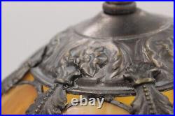Curved Stained Glass 8 Panel Bent Tulip Slag Lamp Shade Art Nouveau Vtg READ