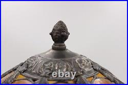 Curved Stained Glass 8 Panel Bent Tulip Slag Lamp Shade Art Nouveau Vtg READ