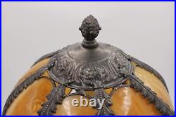 Curved Stained Glass 8 Panel Bent Tulip Slag Lamp Shade Art Nouveau Vtg READ