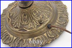 Curved Stained Glass 8 Panel Bent Tulip Slag Lamp Shade Art Nouveau Vtg READ