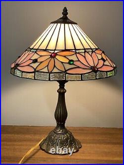 Dale Tiffany Stained Slag Glass Water Lily Pad Floral Art Nouveau Dents Cracks