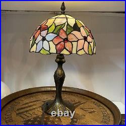 Dale Tiffany Vintage Stained/Slag Glass Table Lamp Floral Desk Light 20