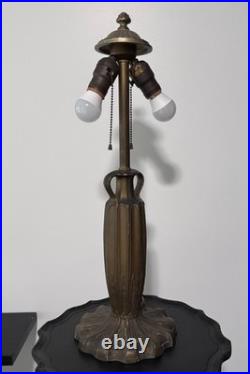 Domed Antique Art Nouveau Slag Glass Table Lamp, Caramel, Gold, Ivory Scalloped