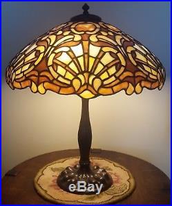 Duffner & Kimberly Arts & Crafts Leaded Slag Stained Glass Lamp Tiffany Era
