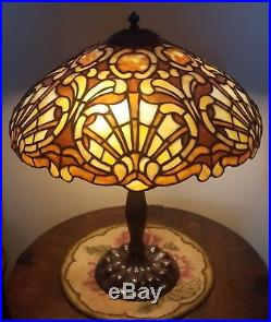 Duffner & Kimberly Arts & Crafts Leaded Slag Stained Glass Lamp Tiffany Era