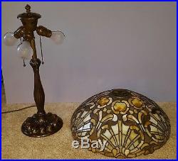 Duffner & Kimberly Arts & Crafts Leaded Slag Stained Glass Lamp Tiffany Era
