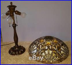 Duffner & Kimberly Arts & Crafts Leaded Slag Stained Glass Lamp Tiffany Era
