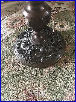 Duffner Kimberly Bronze Lamp. Leaded, Slag Stained Glass, Arts Crafts, Handel Era