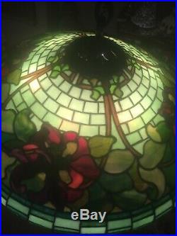 Duffner Kimberly Chandelier Lamp, Leaded, Slag, Stained Glass Shade, Handel Lamp Era