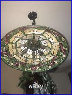 Duffner Kimberly Chandelier, Leaded, Slag, Stained glass shade, Handel lamp era