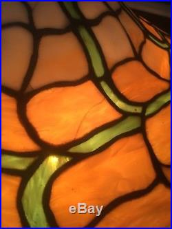 Duffner Kimberly Chandelier, Leaded, Slag, Stained glass shade, Handel lamp era Duffner Kimberly Chandelier, Leaded, Slag, Stained glass shade, Handel lamp era