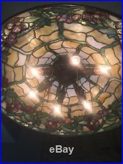 Duffner Kimberly Chandelier, Leaded, Slag, Stained glass shade, Handel lamp era Duffner Kimberly Chandelier, Leaded, Slag, Stained glass shade, Handel lamp era