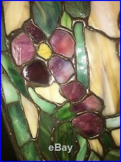 Duffner Kimberly Chandelier, Leaded, Slag, Stained glass shade, Handel lamp era Duffner Kimberly Chandelier, Leaded, Slag, Stained glass shade, Handel lamp era