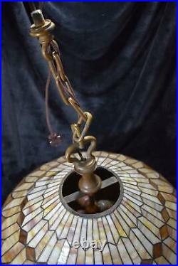 Duffner & Kimberly Hanging Light Fixture Bronze, Slag Glass