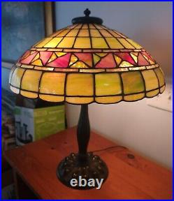 Duffner & Kimberly Leaded Slag Glass Arts & Crafts Lamp Handel Tiffany Era Duffner & Kimberly Leaded Slag Glass Arts & Crafts Lamp Handel Tiffany Era