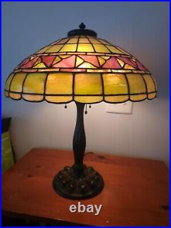 Duffner & Kimberly Leaded Slag Glass Arts & Crafts Lamp Handel Tiffany Era Duffner & Kimberly Leaded Slag Glass Arts & Crafts Lamp Handel Tiffany Era