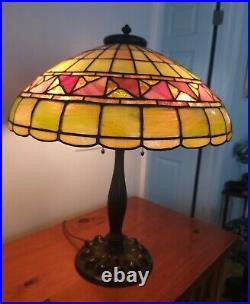 Duffner & Kimberly Leaded Slag Glass Arts & Crafts Lamp Handel Tiffany Era Duffner & Kimberly Leaded Slag Glass Arts & Crafts Lamp Handel Tiffany Era